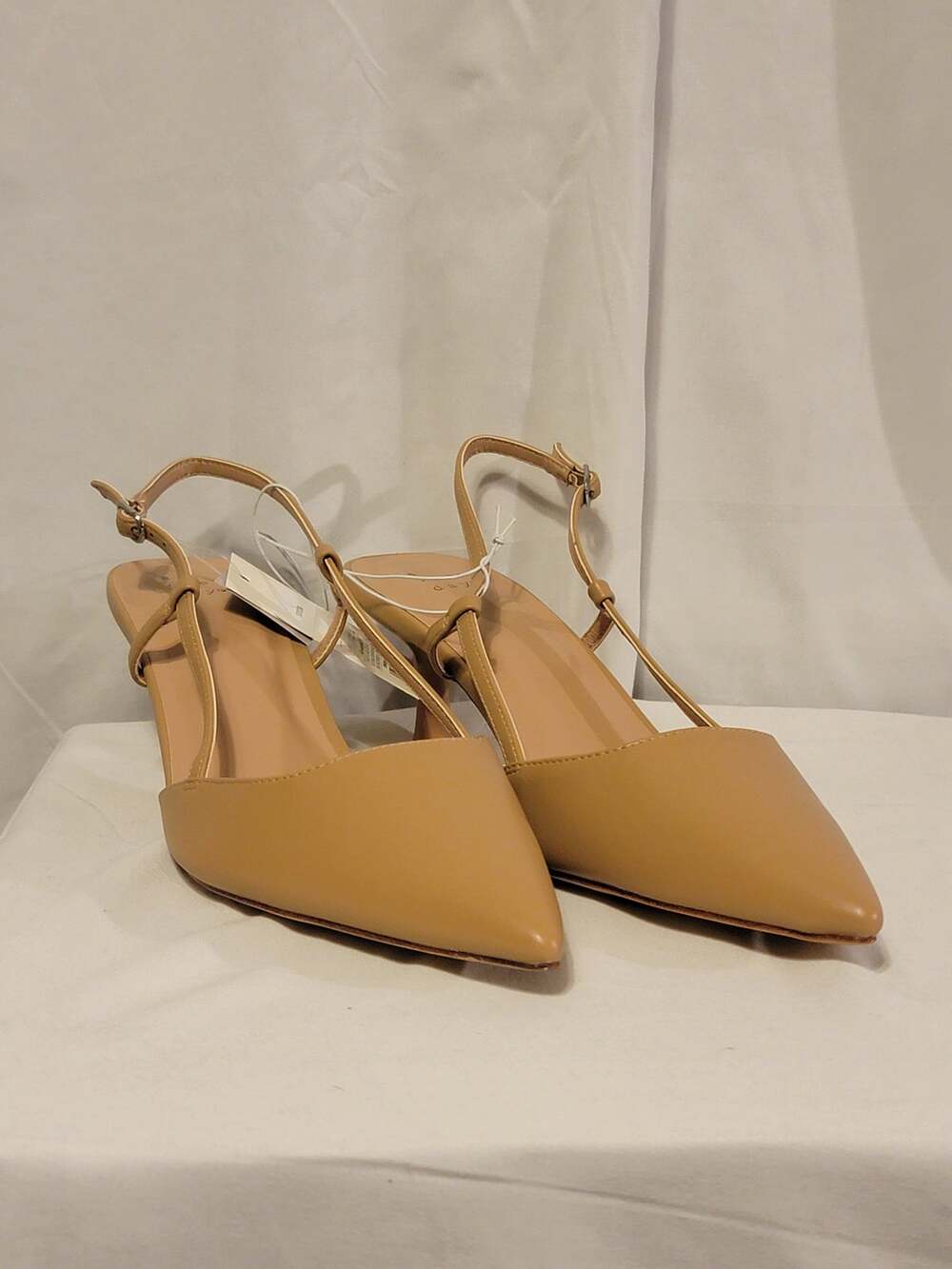 A New Day Women's Annette Slingback Kitten Heels w/Memory Foam Insole Tan Sz 11